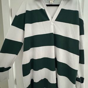 H&M Classic White and Green Rugby Style Dress